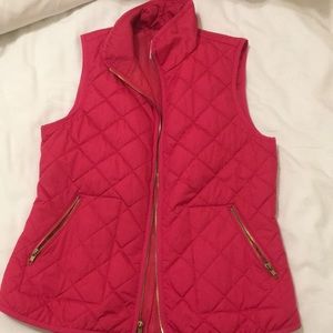 Pink Puffer Vest with Gold Zippers